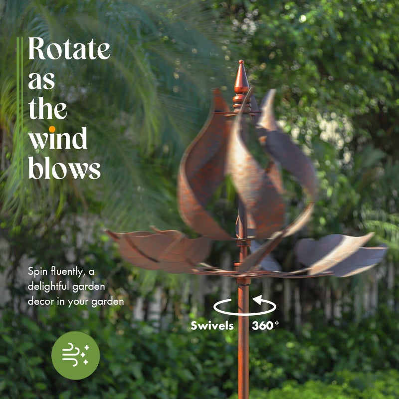 Winwindspinner Wind Spinners Outdoor - Large Tulip Metal Bronze Color Wind Sculptures & Spinner, Kinetic Gift Ideal Windmill Decor for Garden and Yard (75 inch Height) - Image 3